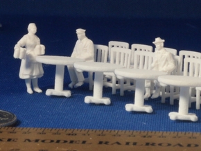 5 Round Tables and 20 Chairs HO Scale in White Natural Versatile Plastic