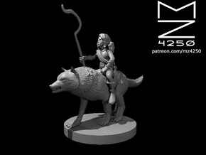 Halfling Female Druid riding a Wolf in Smooth Fine Detail Plastic