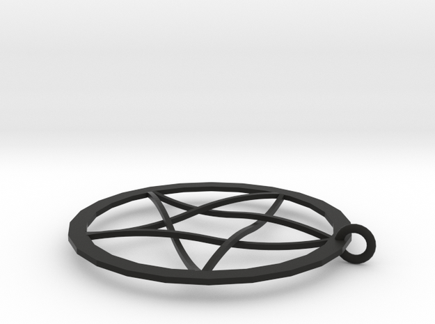 Pentagram Pendent(with Ring) in Black Natural Versatile Plastic