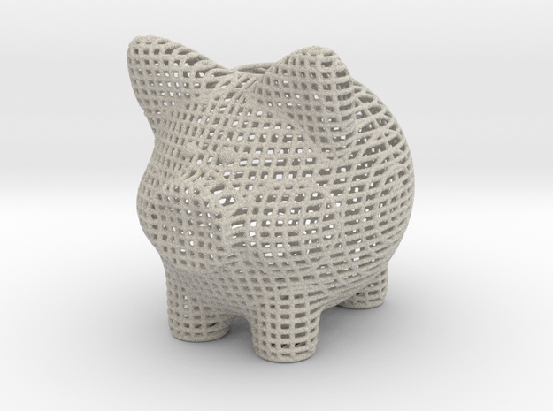 Wire Frame Piggy Bank 2 Inch Tall in Natural Sandstone