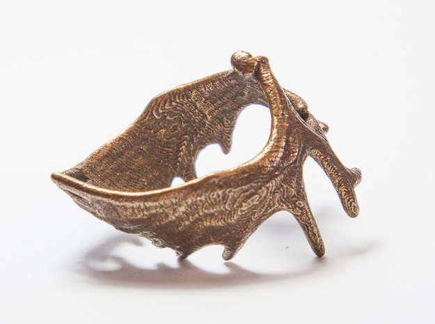  (Size 13) Moose Antler Ring in Polished Bronze Steel