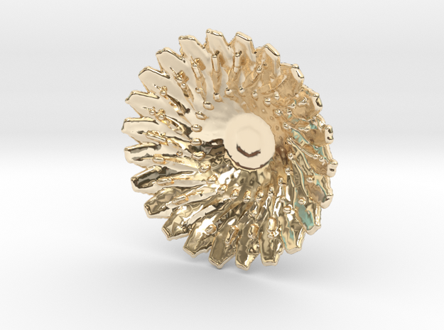 Sunflower Pendant with Baille in 14k Gold Plated Brass