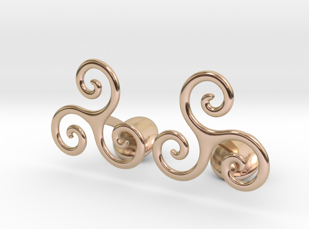  Celtic Spiral Cufflinks in 14k Rose Gold Plated Brass
