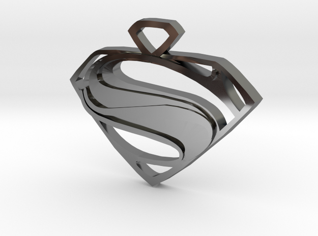 Superman Man Of Steel Pendant in Fine Detail Polished Silver