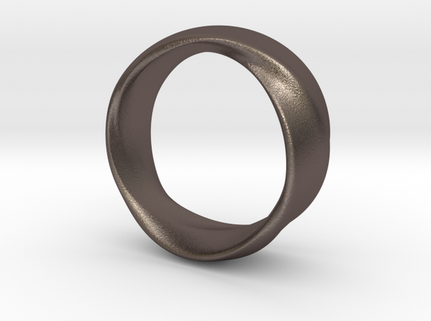Mobius Ring 19mm inner Diameter in Polished Bronzed Silver Steel