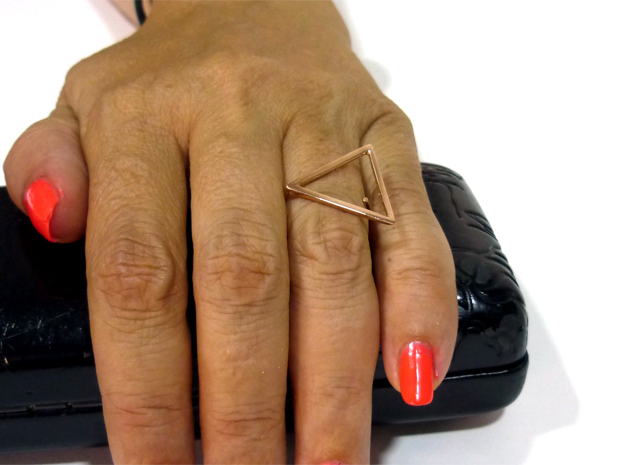 Triangle ring shape. in 14k Rose Gold Plated Brass