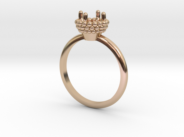 Bead Ball Mount Engagement Ring in 14k Rose Gold
