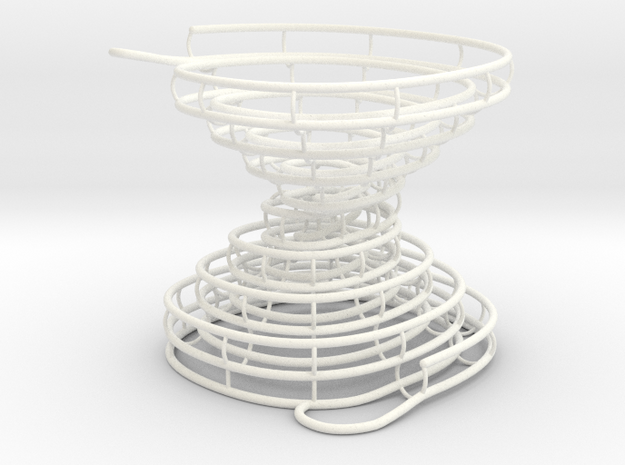 Hour-Glass Spiral Marble-Run  in White Processed Versatile Plastic