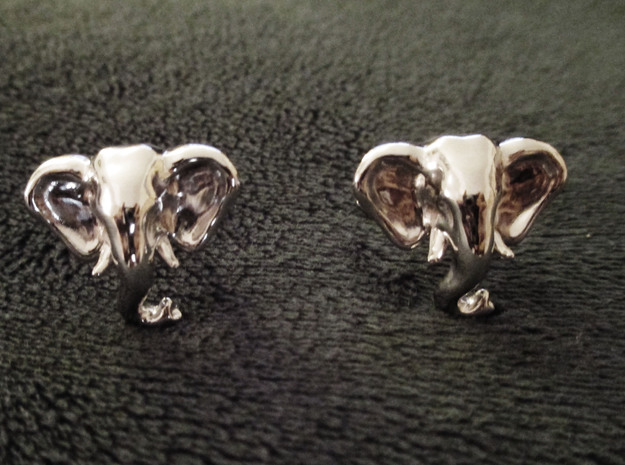 Elephant Cufflinks in Rhodium Plated Brass