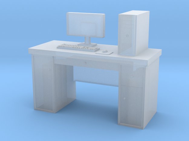  HO scale PC with desk in Smoothest Fine Detail Plastic