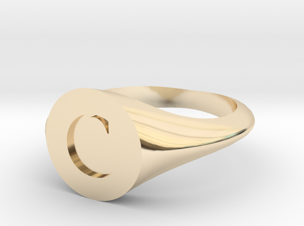 Letter C - Signet Ring Size 6 in 14k Gold Plated Brass