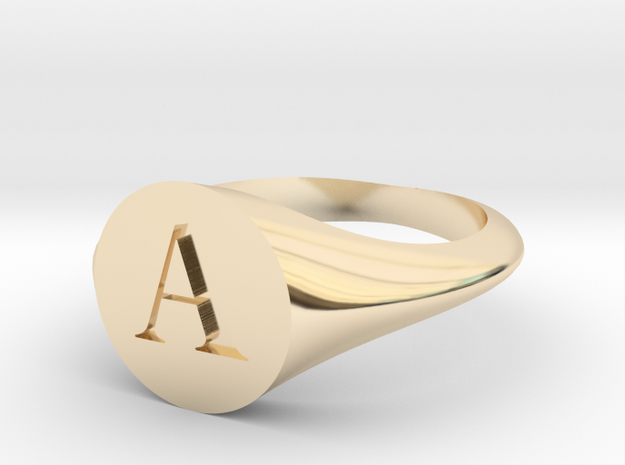 Letter A - Signet Ring Size 6 in 14k Gold Plated Brass