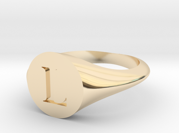 Letter L - Signet Ring Size 6 in 14k Gold Plated Brass