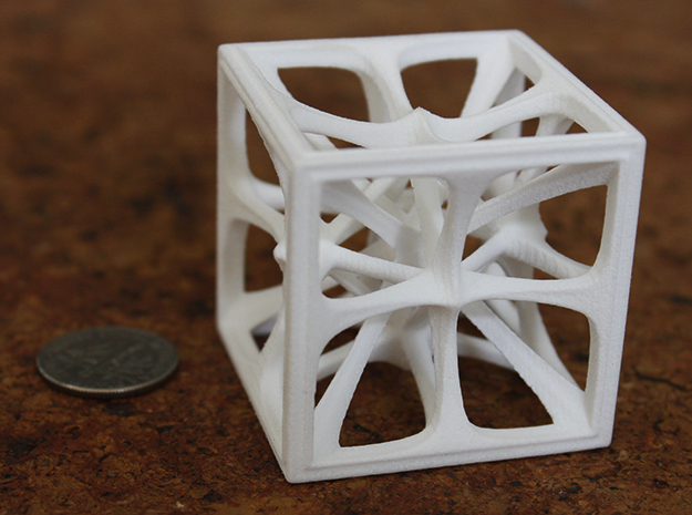 Hexahedron in White Processed Versatile Plastic: Medium