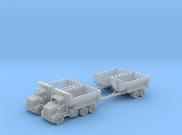 Two Dump Trucks And Trailers Z Scale in Smooth Fine Detail Plastic