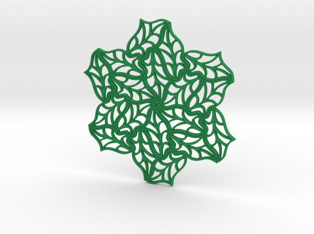 Drink Coaster- Tileable - Leaf Pattern in Green Processed Versatile Plastic