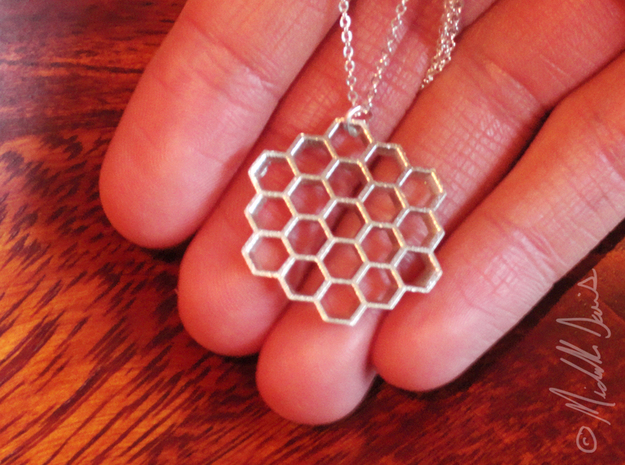 Honeycomb Slice Pendant in Polished Bronzed Silver Steel