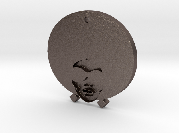 Funky Afro Girl in Polished Bronzed Silver Steel