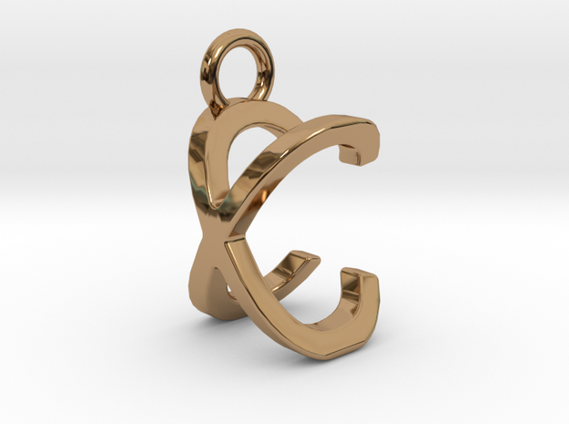 Two way letter pendant - CX XC in Polished Brass