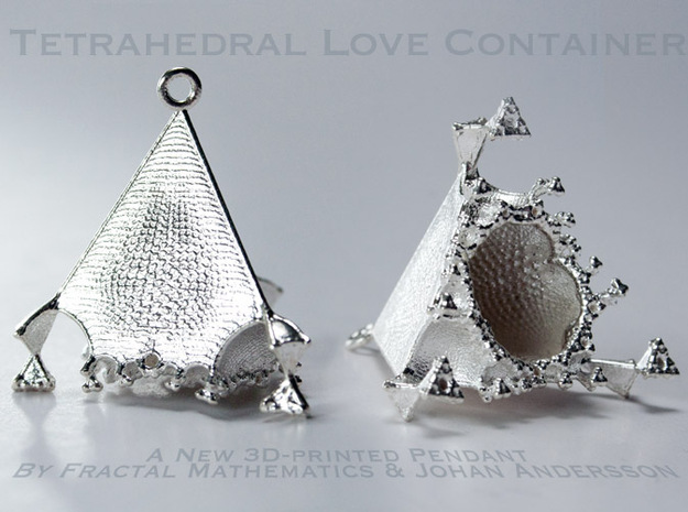 Tetrahedral Love Container Pendant in Natural Silver