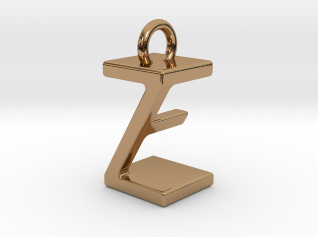 Two way letter pendant - EZ ZE in Polished Brass