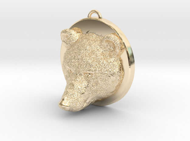 Bear Face Necklace in 14K Yellow Gold