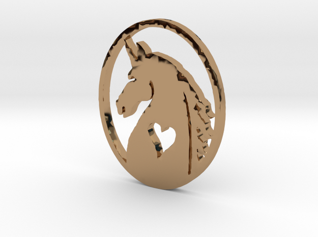 The Love of Unicorns Pendent in Polished Brass