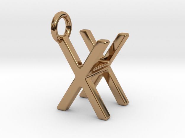Two way letter pendant - HX XH in Polished Brass