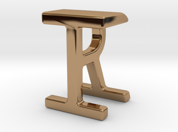 Two way letter pendant - IR RI in Polished Brass