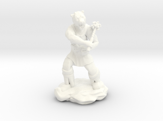 Werebear With Mace in White Processed Versatile Plastic