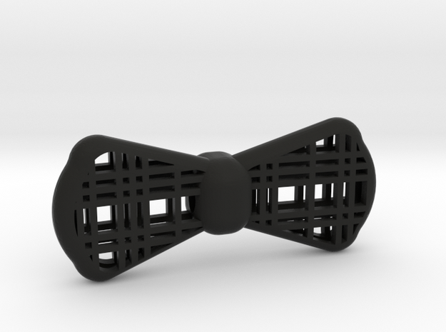 Plaid Bow Tie 3d Printed in Black Natural Versatile Plastic