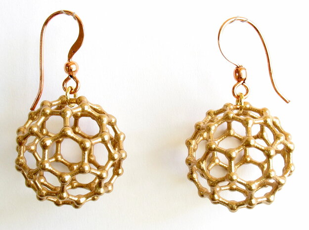 C60 Buckyball earrings in Natural Bronze