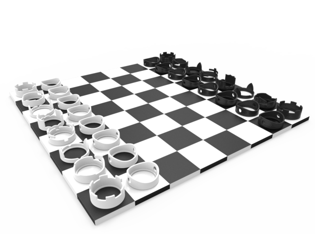Ring Chess Set in White Natural Versatile Plastic