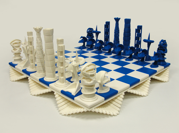 Chess Set Knight  in White Processed Versatile Plastic
