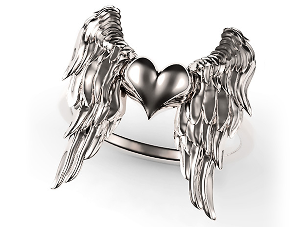 Ring Of The Angelic Heart in Polished Silver
