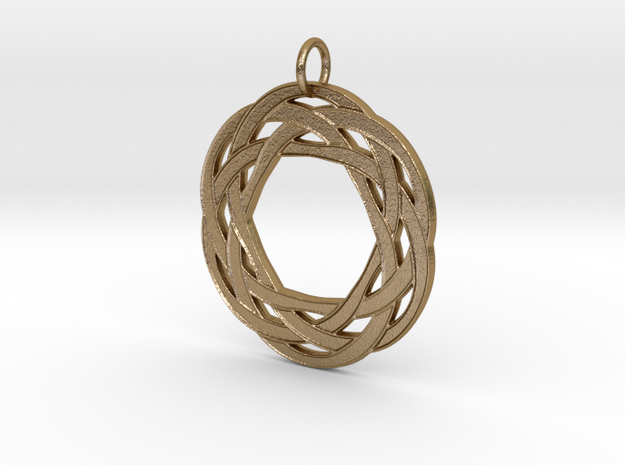 Circular Celtic Knot Pendant in Polished Gold Steel