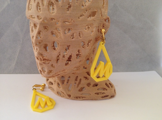 Teardrop Monogram Earrings Large (customizable) in Yellow Processed Versatile Plastic