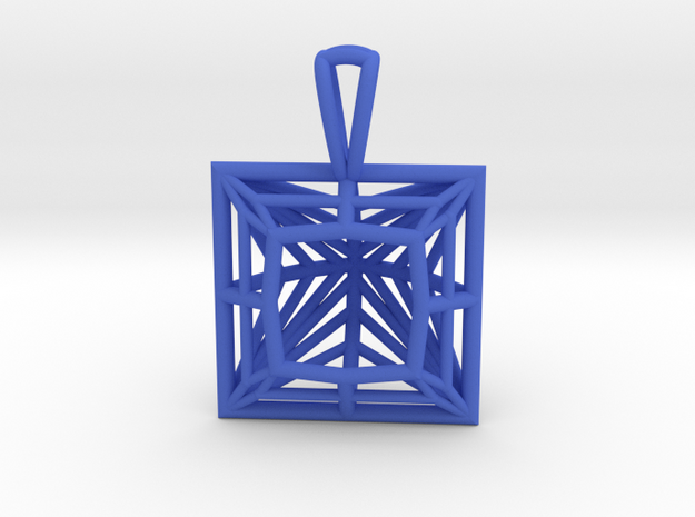 3D Printed Diamond Princess Cut Pendant by bondswe in Blue Processed Versatile Plastic