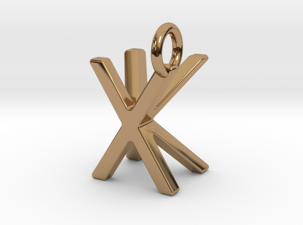 Two way letter pendant - KX XK in Polished Brass