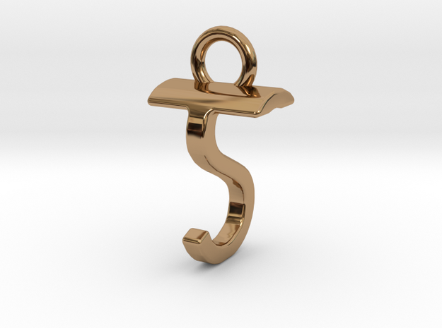 Two way letter pendant - ST TS in Polished Brass