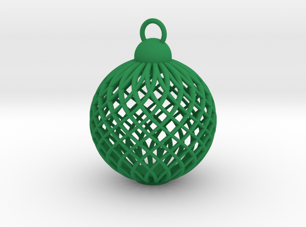 Cage Tree Bauble in Green Processed Versatile Plastic
