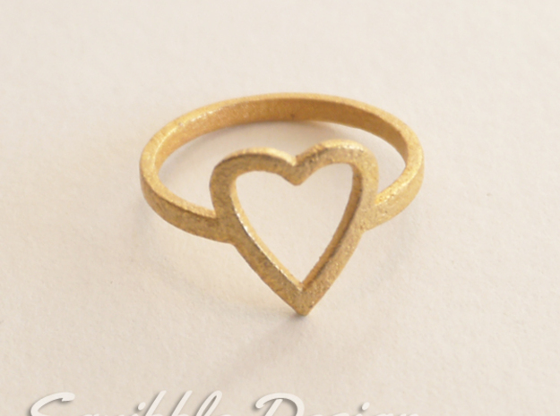 Kawaii Heart Ring 1 Size 7 in Polished Gold Steel