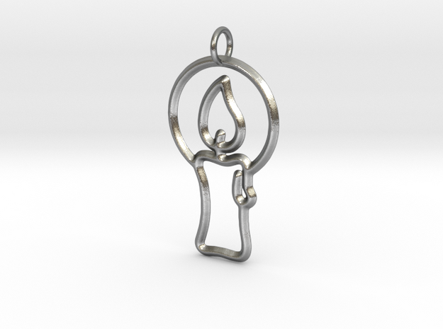 Christmas Candle Pendant in Natural Silver