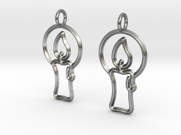 Christmas candle earrings in Natural Silver