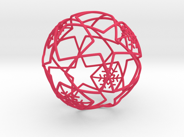 iFTBL Xmas Frozen Stars Ball - Ornament 60mm ' in Pink Processed Versatile Plastic