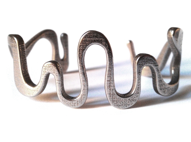 SNAKE cuff in Polished Bronzed Silver Steel: Medium