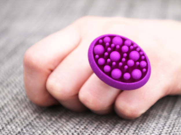 Bunch ring - size 8/18mm in Purple Processed Versatile Plastic