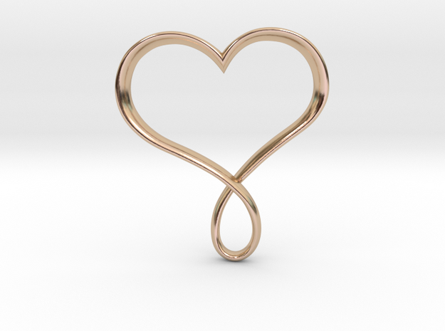 Heart Infinity Pendant in 14k Rose Gold Plated Brass