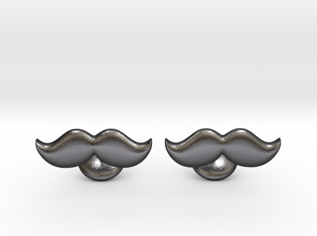  Moustache Cufflinks in Polished and Bronzed Black Steel