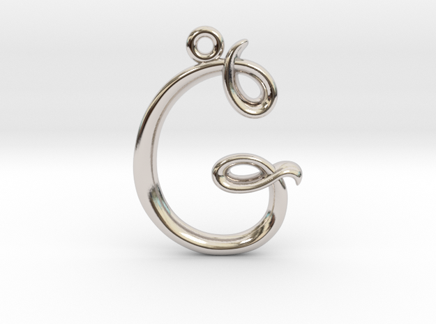 G Initial Charm in Rhodium Plated Brass